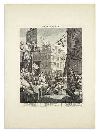 HOGARTH, WILLIAM. Beer Street. [and] Gin Lane.